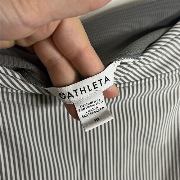 Athleta Striped Athletic Skort size 10 Gray and White - Picture 4 of 6